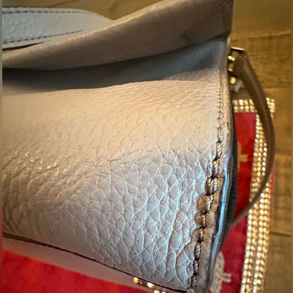 Kate Spade taupe pebbled leather large zip front flap shoulder bag - Picture 13 of 16